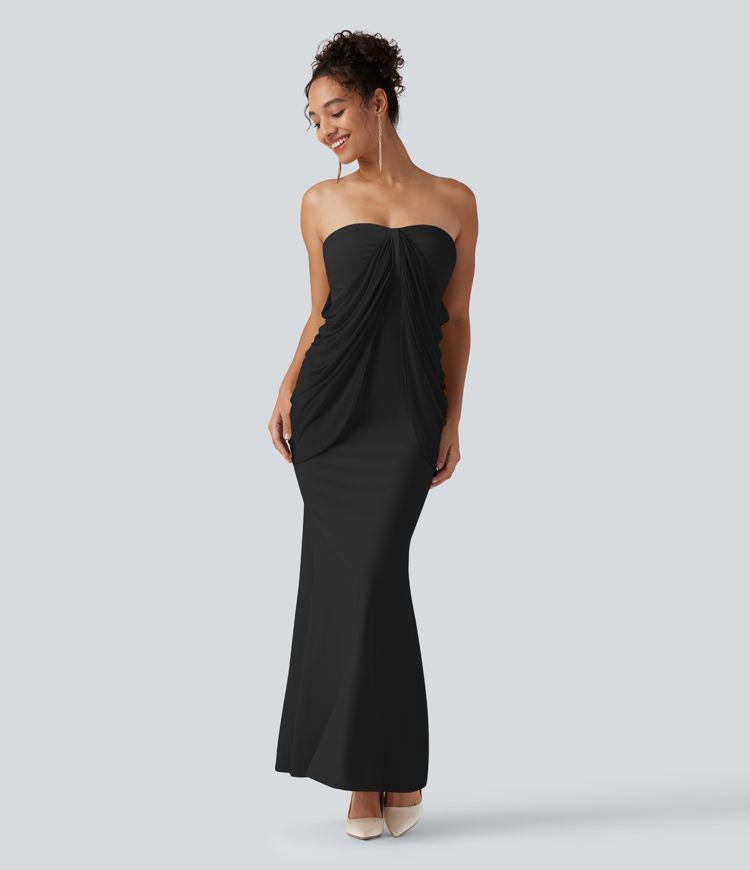 Robe maxi sirène SoftlyZero™ Plush bustier avec maintien intégré, coussinets amovibles et mesh contrasté Robe maxi sirène SoftlyZero™ Plush bustier avec maintien intégré, coussinets amovibles et mesh contrasté