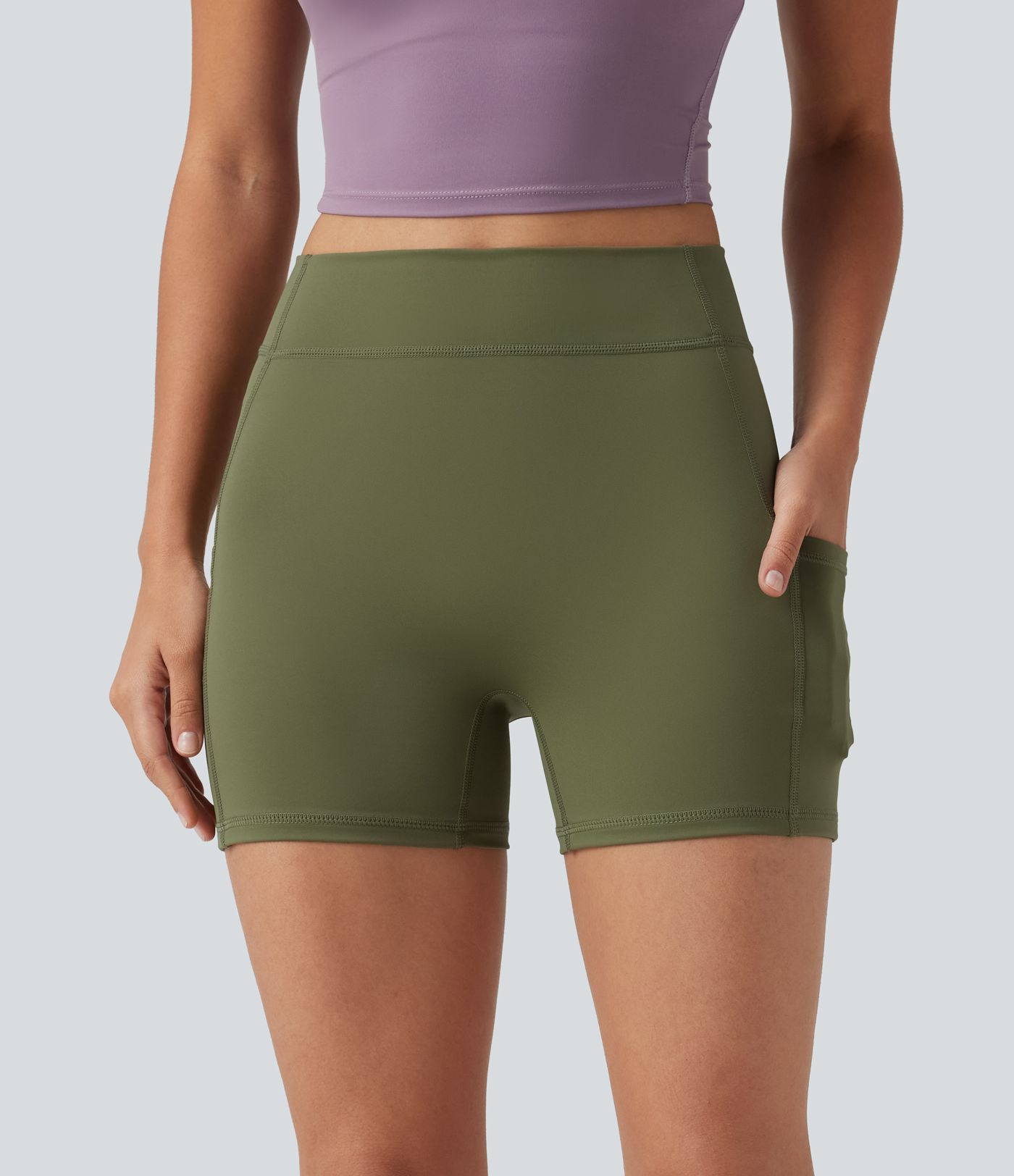 SoftlyZero™ Airy High Waisted Pocket Plain InstantCool Yoga Shorts 3.5"