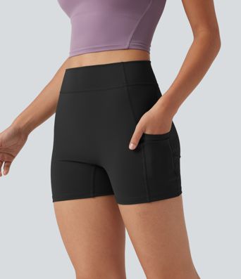Softlyzero™ Airy  Einfarbige InstantCool-Yoga-Shorts mit hoher Taille und Seitentasche 8,9 cm