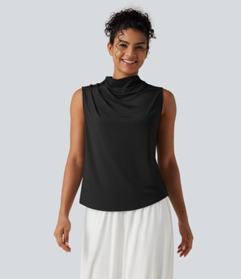 Haut tailleur sans manches à col cheminée et dos à découpe goutte d'eau à effet frais InstantCool, protection solaire UPF50+ Haut tailleur sans manches à col cheminée et dos à découpe goutte d'eau à effet frais InstantCool, protection solaire UPF50+