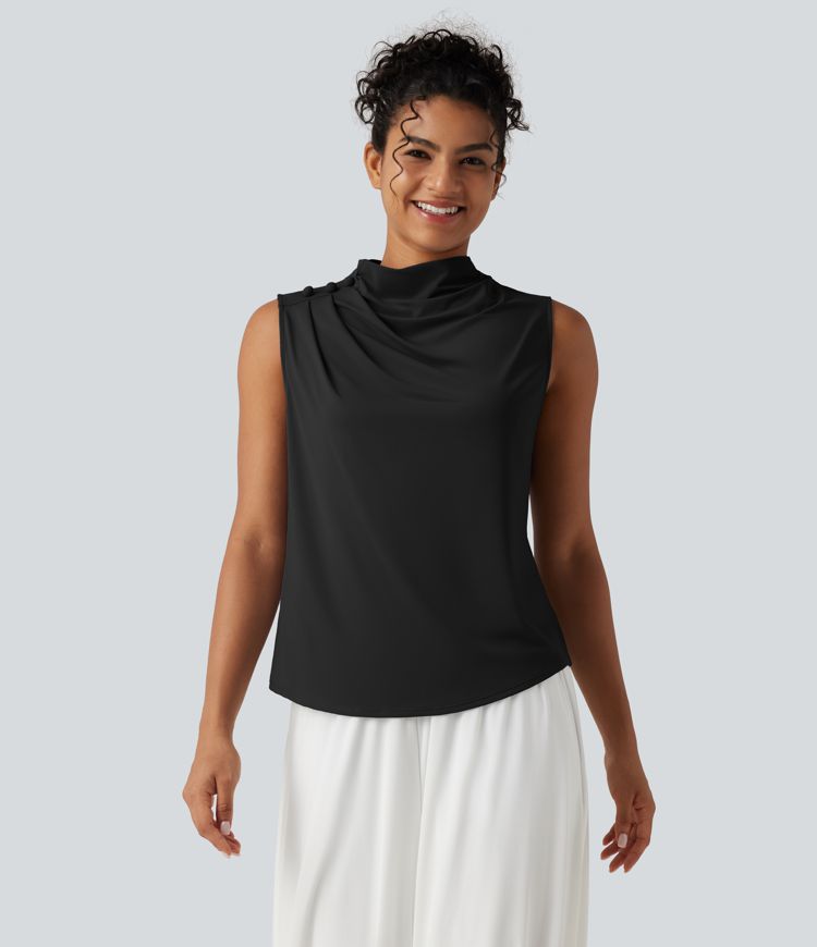 Haut tailleur sans manches à col cheminée et dos à découpe goutte d'eau à effet frais InstantCool, protection solaire UPF50+ Haut tailleur sans manches à col cheminée et dos à découpe goutte d'eau à effet frais InstantCool, protection solaire UPF50+