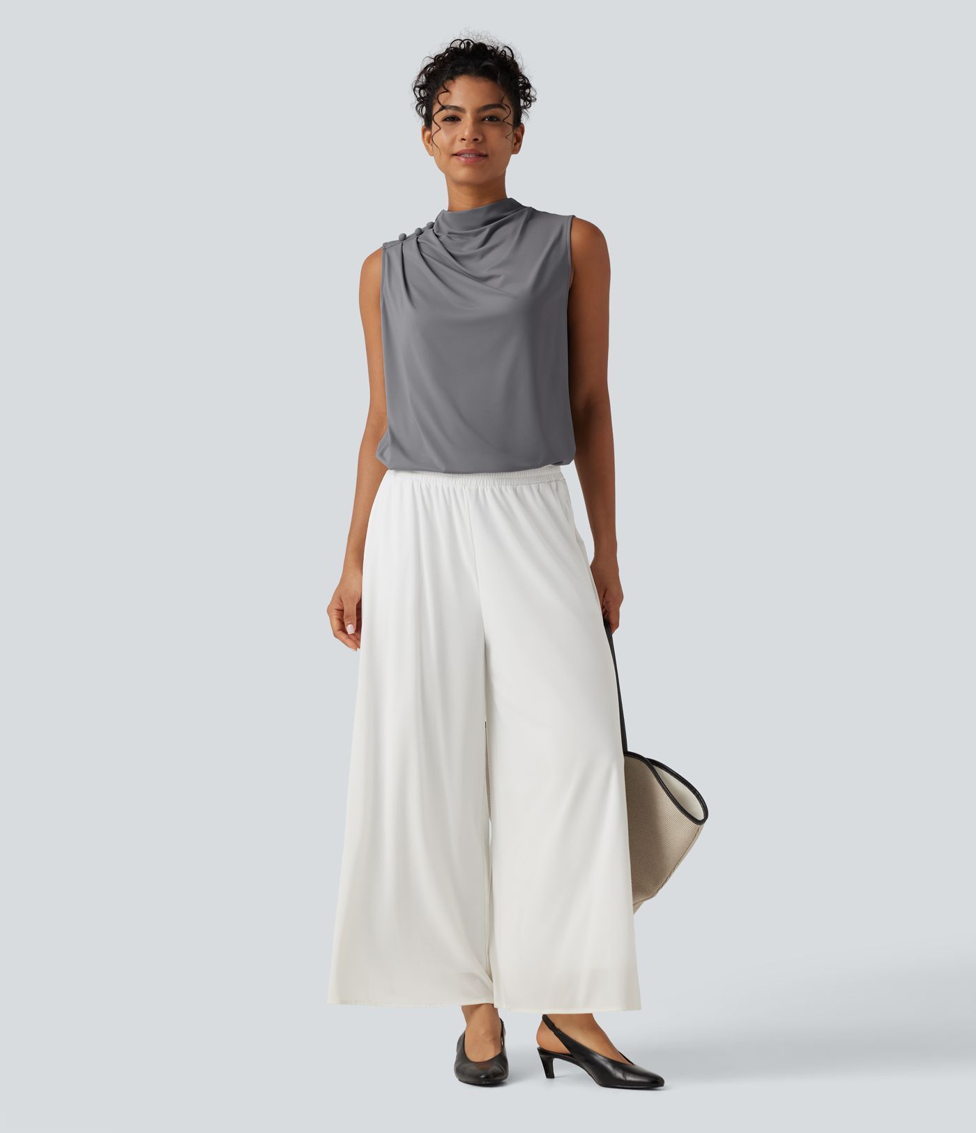 Mock Neck Keyhole Back Sleeveless Cool Touch Work Top-UPF50+ Mock Neck Keyhole Back Sleeveless Cool Touch Work Top-UPF50+