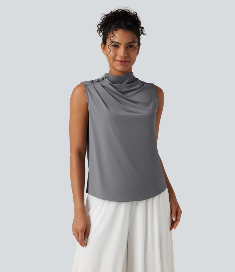 Mock Neck Keyhole Back Sleeveless Cool Touch Work Top-UPF50+ Mock Neck Keyhole Back Sleeveless Cool Touch Work Top-UPF50+
