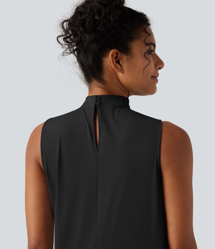 Haut tailleur sans manches à col cheminée et dos à découpe goutte d'eau à effet frais InstantCool, protection solaire UPF50+ Haut tailleur sans manches à col cheminée et dos à découpe goutte d'eau à effet frais InstantCool, protection solaire UPF50+