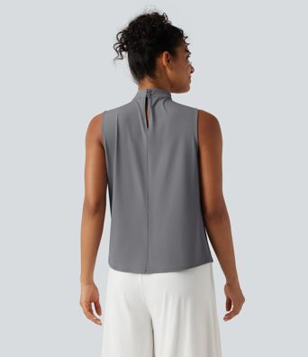 Mock Neck Keyhole Back Sleeveless Cool Touch Work Top-UPF50+ Mock Neck Keyhole Back Sleeveless Cool Touch Work Top-UPF50+