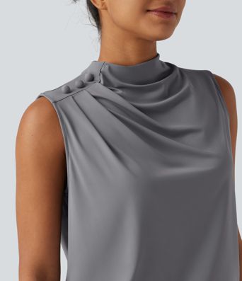 Mock Neck Keyhole Back Sleeveless Cool Touch Work Top-UPF50+ Mock Neck Keyhole Back Sleeveless Cool Touch Work Top-UPF50+