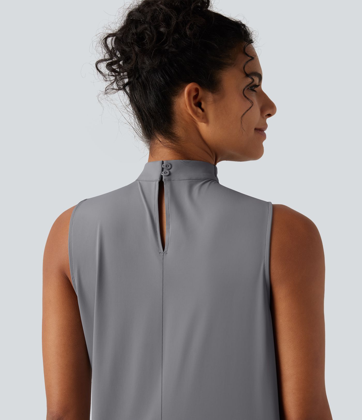 Mock Neck Keyhole Back Sleeveless Cool Touch Work Top-UPF50+ Mock Neck Keyhole Back Sleeveless Cool Touch Work Top-UPF50+