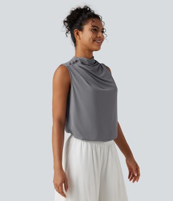 Mock Neck Keyhole Back Sleeveless Cool Touch Work Top-UPF50+ Mock Neck Keyhole Back Sleeveless Cool Touch Work Top-UPF50+