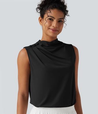 Haut tailleur sans manches à col cheminée et dos à découpe goutte d'eau à effet frais InstantCool, protection solaire UPF50+ Haut tailleur sans manches à col cheminée et dos à découpe goutte d'eau à effet frais InstantCool, protection solaire UPF50+