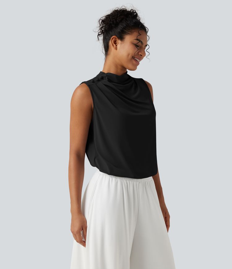 Haut tailleur sans manches à col cheminée et dos à découpe goutte d'eau à effet frais InstantCool, protection solaire UPF50+ Haut tailleur sans manches à col cheminée et dos à découpe goutte d'eau à effet frais InstantCool, protection solaire UPF50+