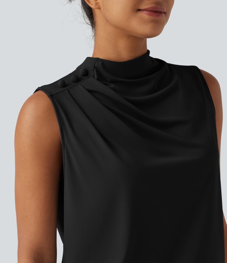 Haut tailleur sans manches à col cheminée et dos à découpe goutte d'eau à effet frais InstantCool, protection solaire UPF50+ Haut tailleur sans manches à col cheminée et dos à découpe goutte d'eau à effet frais InstantCool, protection solaire UPF50+
