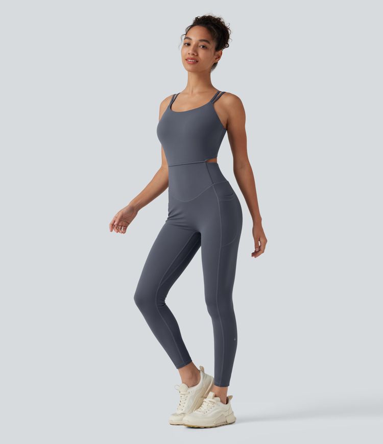 Halara UltraSculpt™ Non-Removable Pad Tummy Control Butt Lifting Ruched Yoga Jumpsuit with Pockets-Easy Peezy Edition Halara UltraSculpt™ Non-Removable Pad Tummy Control Butt Lifting Ruched Yoga Jumpsuit with Pockets-Easy Peezy Edition