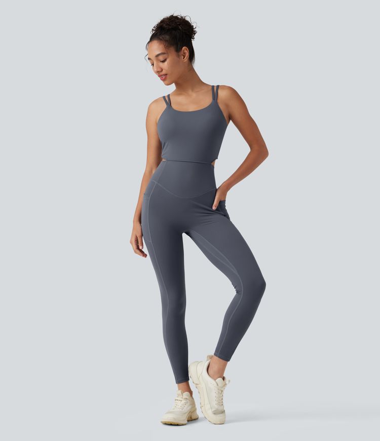 Halara UltraSculpt™ Non-Removable Pad Tummy Control Butt Lifting Ruched Yoga Jumpsuit with Pockets-Easy Peezy Edition Halara UltraSculpt™ Non-Removable Pad Tummy Control Butt Lifting Ruched Yoga Jumpsuit with Pockets-Easy Peezy Edition