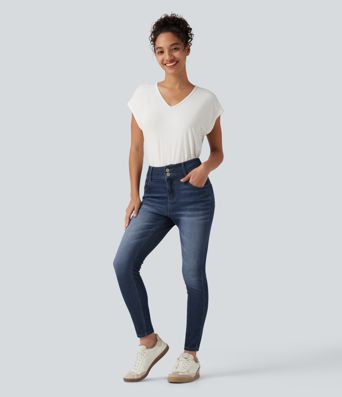 Halara Flex™ Jean skinny taille mi-haute, décontracté, avec poches Halara Flex™ Jean skinny taille mi-haute, décontracté, avec poches