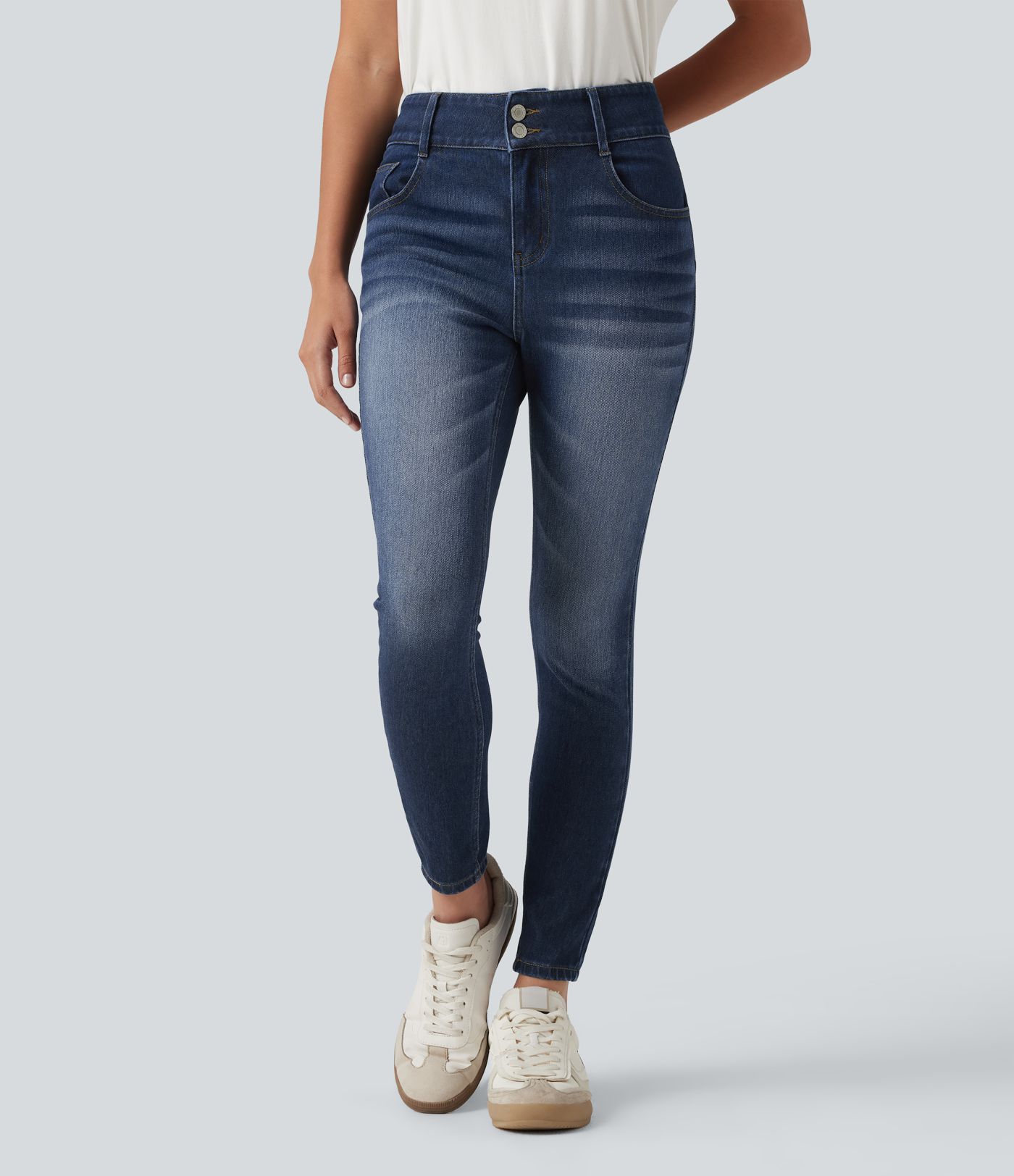 Halara Flex™ Jean skinny taille mi-haute, décontracté, avec poches Halara Flex™ Jean skinny taille mi-haute, décontracté, avec poches