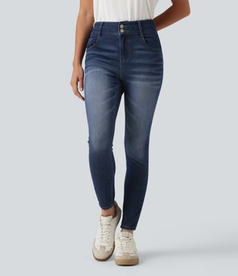 Halara Flex™ Jean skinny taille mi-haute, décontracté, avec poches Halara Flex™ Jean skinny taille mi-haute, décontracté, avec poches