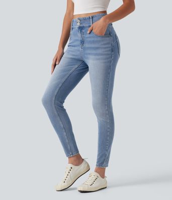 Halara Flex™ - Lässige Jeans mit mittelhohem Bund und mehreren Taschen - skinny fit