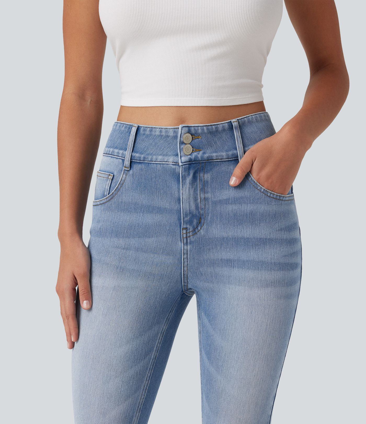Halara Flex™ - Lässige Jeans mit mittelhohem Bund und mehreren Taschen - skinny fit