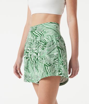 High Waisted 2-in-1 Tropical Plant Print Shorts 5'' with Pockets