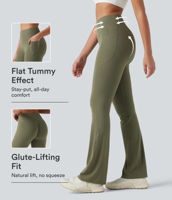 Halara UltraSculpt™ High Waisted Scrunch Butt Lifting Tummy Control Pocket Shaping Yoga Bootcut Leggings