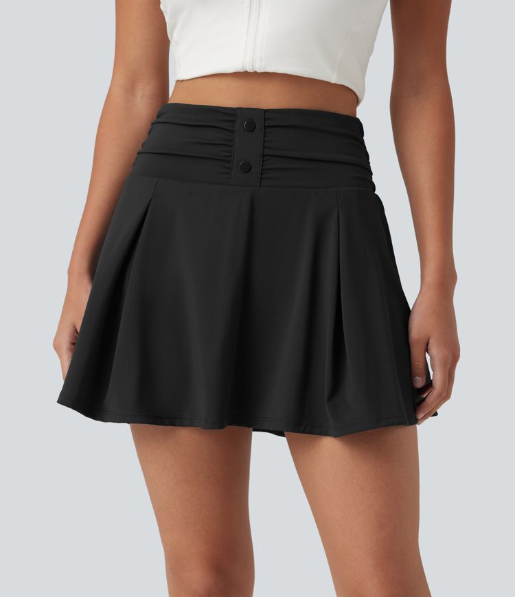 SoftlyZero™ QuickDry High Waisted Tummy Control Ruched 2-in-1 Mini Tennis Skirt with Pockets SoftlyZero™ QuickDry High Waisted Tummy Control Ruched 2-in-1 Mini Tennis Skirt with Pockets