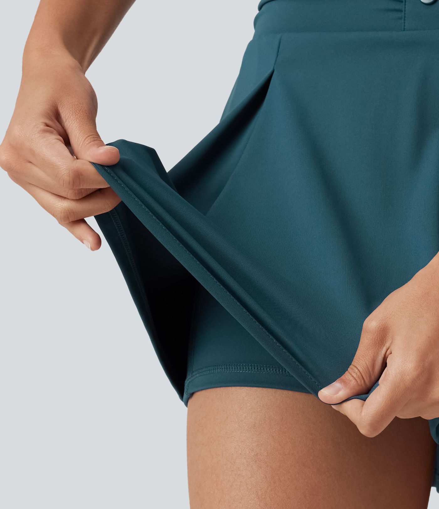 SoftlyZero™ QuickDry High Waisted Tummy Control Ruched 2-in-1 Mini Tennis Skirt with Pockets