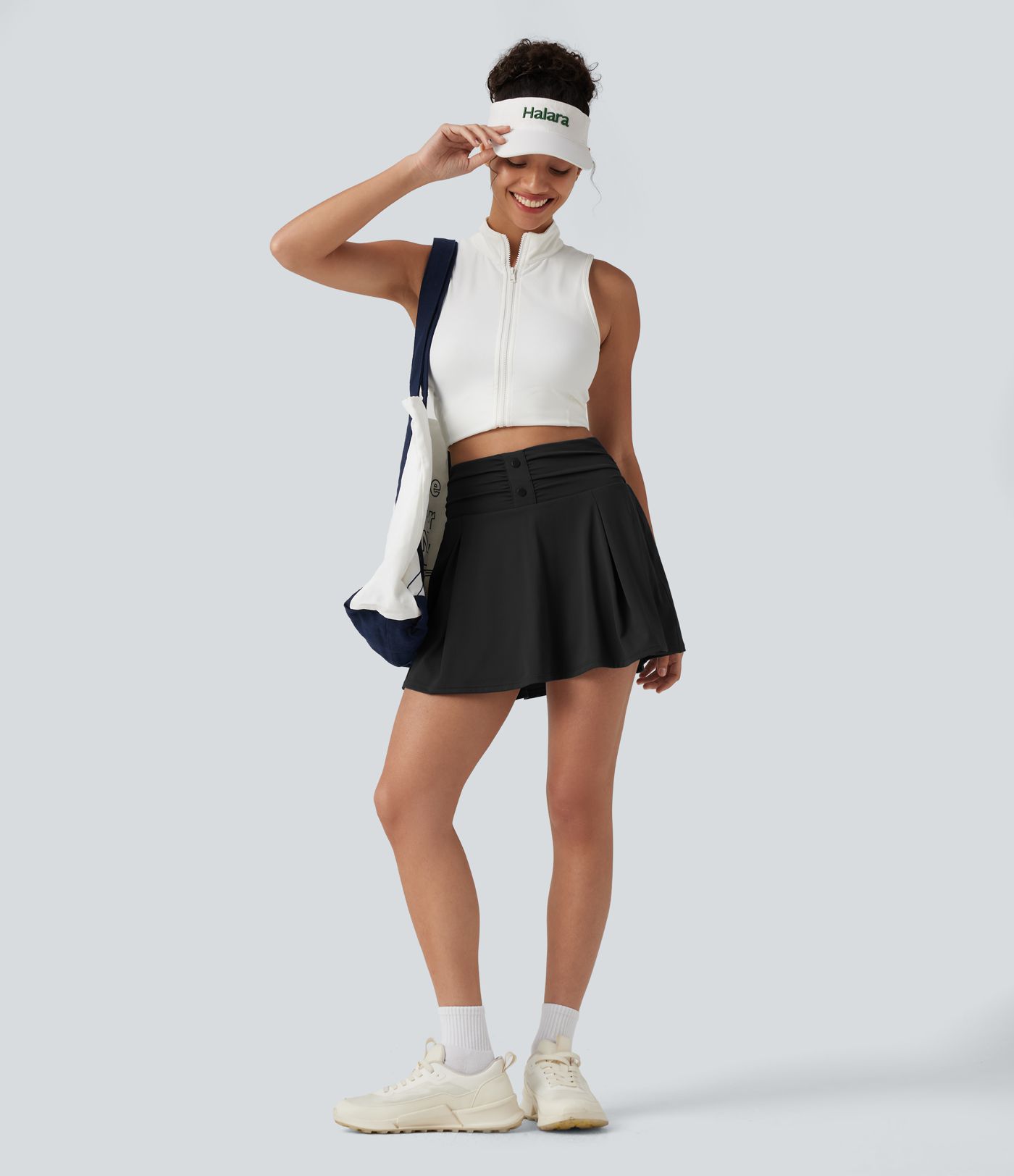 SoftlyZero™ QuickDry High Waisted Tummy Control Ruched 2-in-1 Mini Tennis Skirt with Pockets SoftlyZero™ QuickDry High Waisted Tummy Control Ruched 2-in-1 Mini Tennis Skirt with Pockets