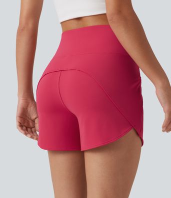SoftlyZero™ Airy High Waisted Curved Hem Skinny Cool Touch Casual Shorts 4'' with Pockets