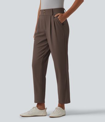 Halara Flex™ Pantalon tailleur fuselé taille haute en tissu gaufré avec poches