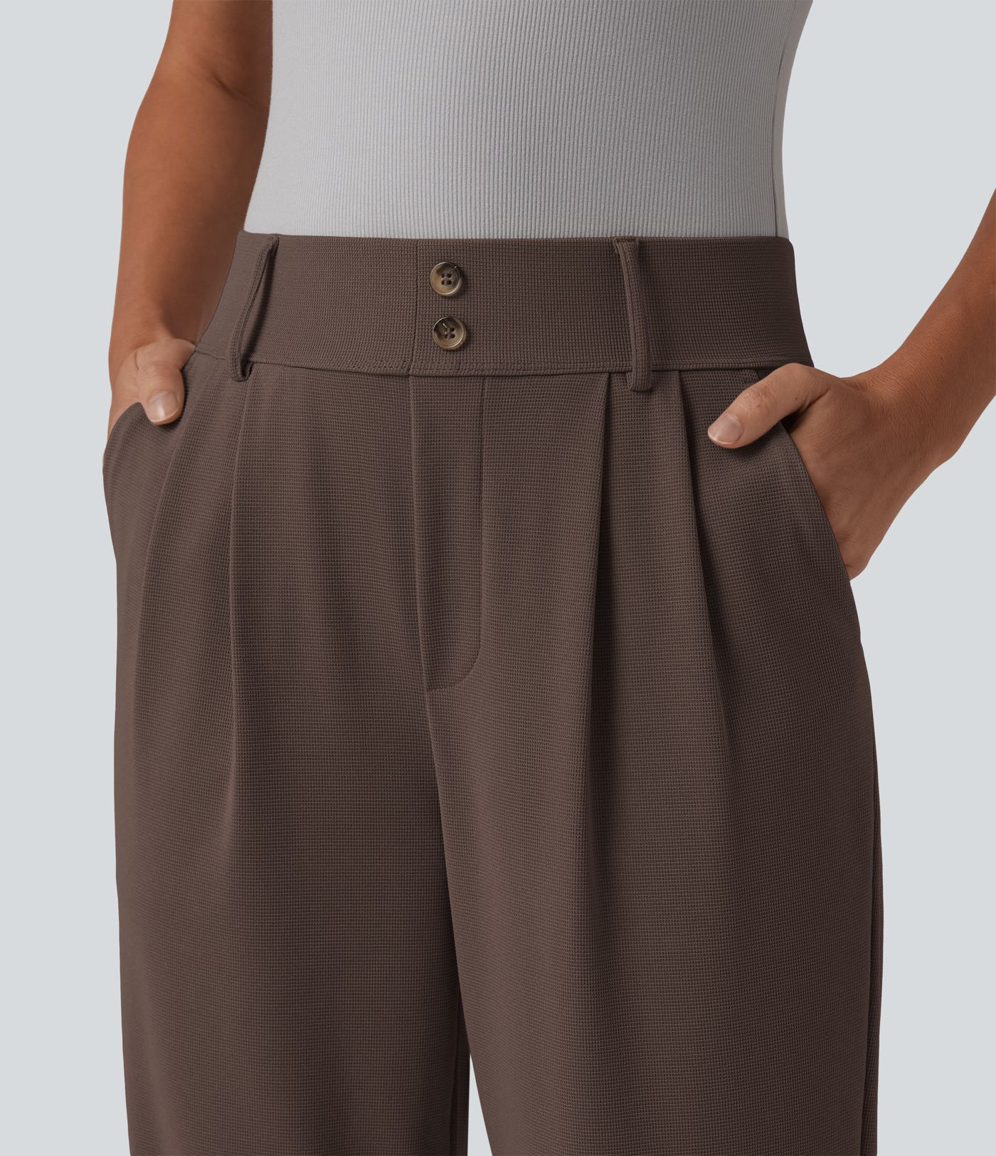 Halara Flex™ Pantalon tailleur fuselé taille haute en tissu gaufré avec poches