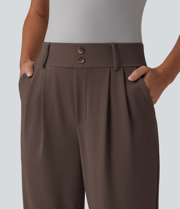 Halara Flex™ Pantalon tailleur fuselé taille haute en tissu gaufré avec poches