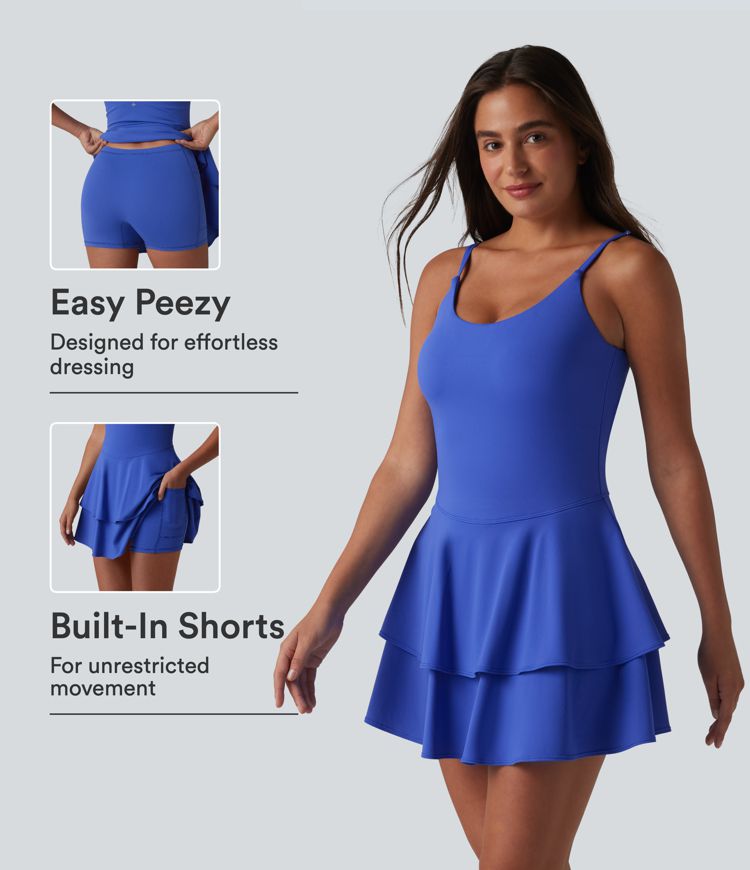 SoftlyZero™ Airy Built-in Bra 2-in-1 Tiered Cool Touch Mini Tennis Active Dress with Pockets-Easy Peezy Edition-UPF50+ SoftlyZero™ Airy Built-in Bra 2-in-1 Tiered Cool Touch Mini Tennis Active Dress with Pockets-Easy Peezy Edition-UPF50+