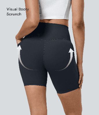 Halara UltraSculpt™ High Waisted Tummy Control Pocket Shaping Training Biker Shorts 7''