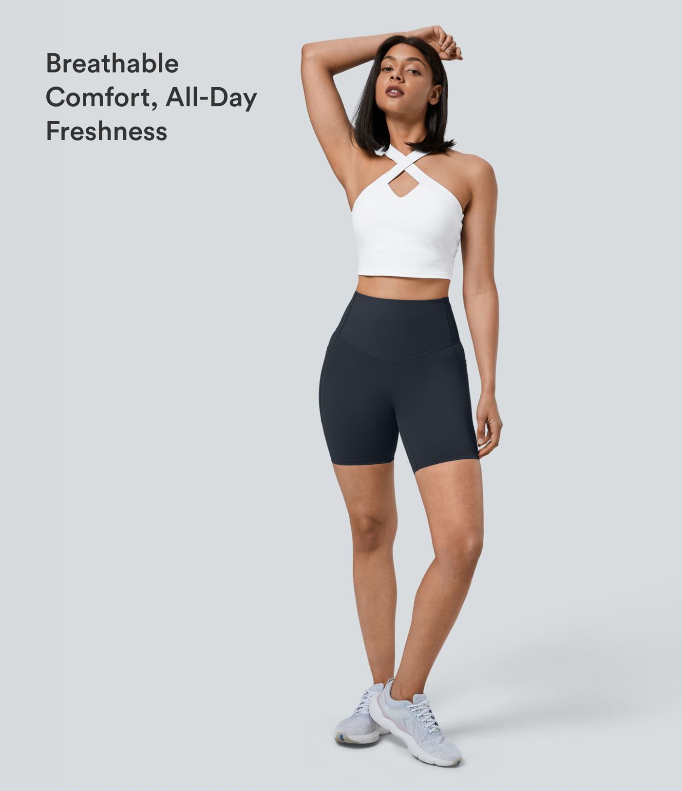 Halara UltraSculpt™ High Waisted Tummy Control Pocket Shaping Training Biker Shorts 7''