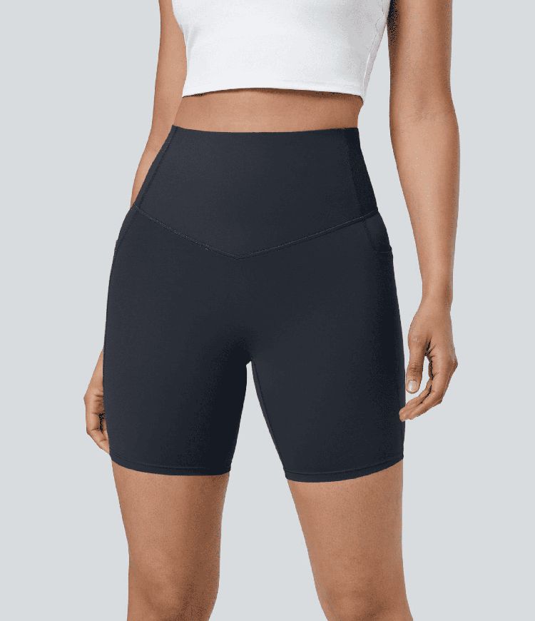 Halara UltraSculpt™ High Waisted Tummy Control Pocket Shaping Training Biker Shorts 7''