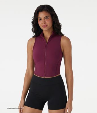 Halara UltraSculpt™ Stand Collar Zipper Curved Hem Running Tank Top