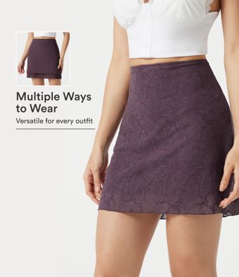 SoftlyZero™ High Waisted Contrast Lace Mini Casual Skirt