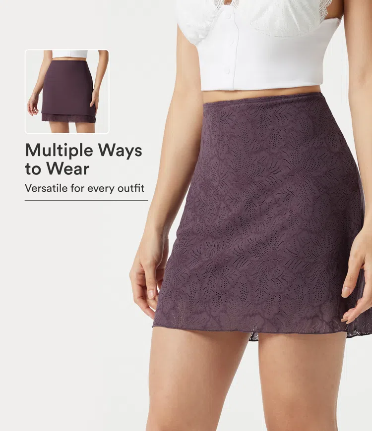 SoftlyZero™ High Waisted Contrast Lace Mini Casual Skirt