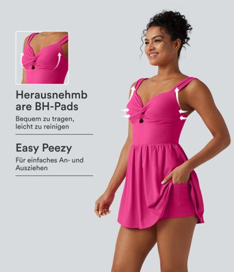 SoftlyZero™ de felpa, vestido casual micro-mini 2 en 1 con escote corazón, sujetador integrado y bolsillo — Edición Easy Peezy