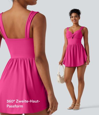 SoftlyZero™ de felpa, vestido casual micro-mini 2 en 1 con escote corazón, sujetador integrado y bolsillo — Edición Easy Peezy