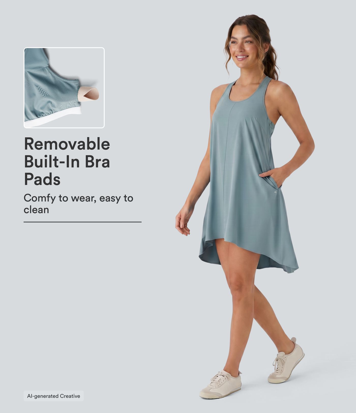 Breezeful™ RacerPocket High Low Flowy Mini Quick Dry Casual Dress Breezeful™ RacerPocket High Low Flowy Mini Quick Dry Casual Dress