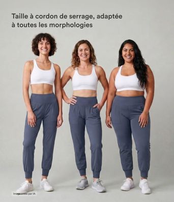 Jogging Casual Uni Taille Haute Poche Latérale Jogging Casual Uni Taille Haute Poche Latérale