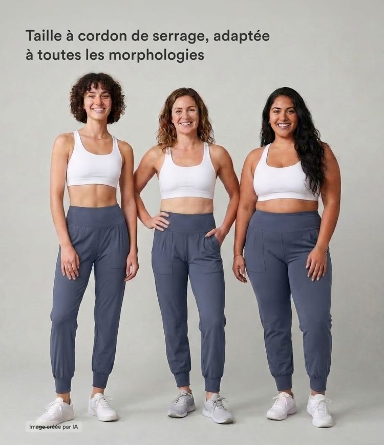 Jogging Casual Uni Taille Haute Poche Latérale Jogging Casual Uni Taille Haute Poche Latérale