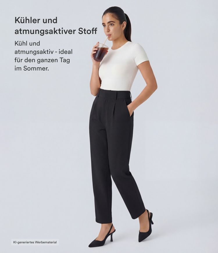 Halara Flex™ - Schmal zulaufende Arbeits-Hose mit hohem Bund und Seitentaschen Halara Flex™ - Schmal zulaufende Arbeits-Hose mit hohem Bund und Seitentaschen