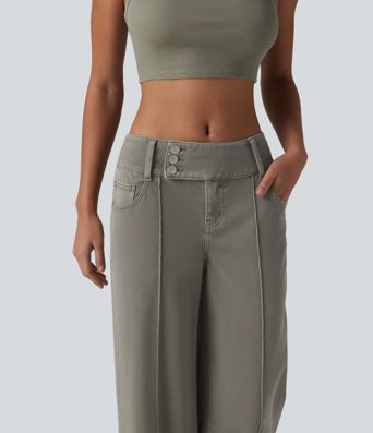 Halara Flex™ Low Rise Straight Leg Colorful Work Jeans with Pockets Halara Flex™ Low Rise Straight Leg Colorful Work Jeans with Pockets