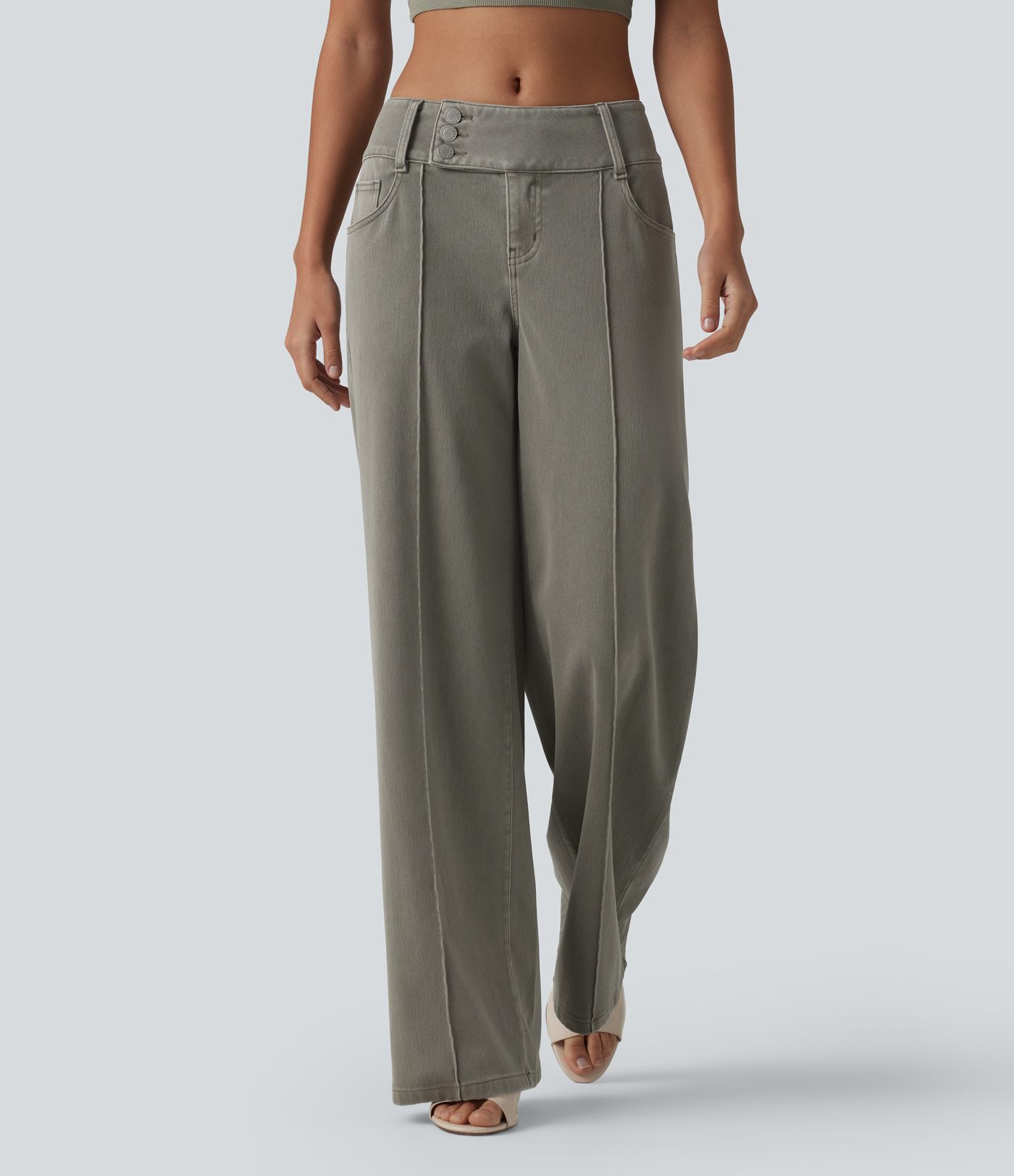 Halara Flex™ Low Rise Straight Leg Colorful Work Jeans with Pockets Halara Flex™ Low Rise Straight Leg Colorful Work Jeans with Pockets