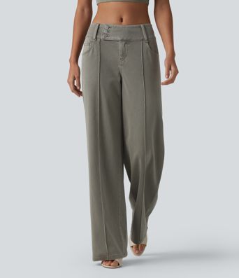 Halara Flex™ Low Rise Straight Leg Colorful Work Jeans with Pockets Halara Flex™ Low Rise Straight Leg Colorful Work Jeans with Pockets