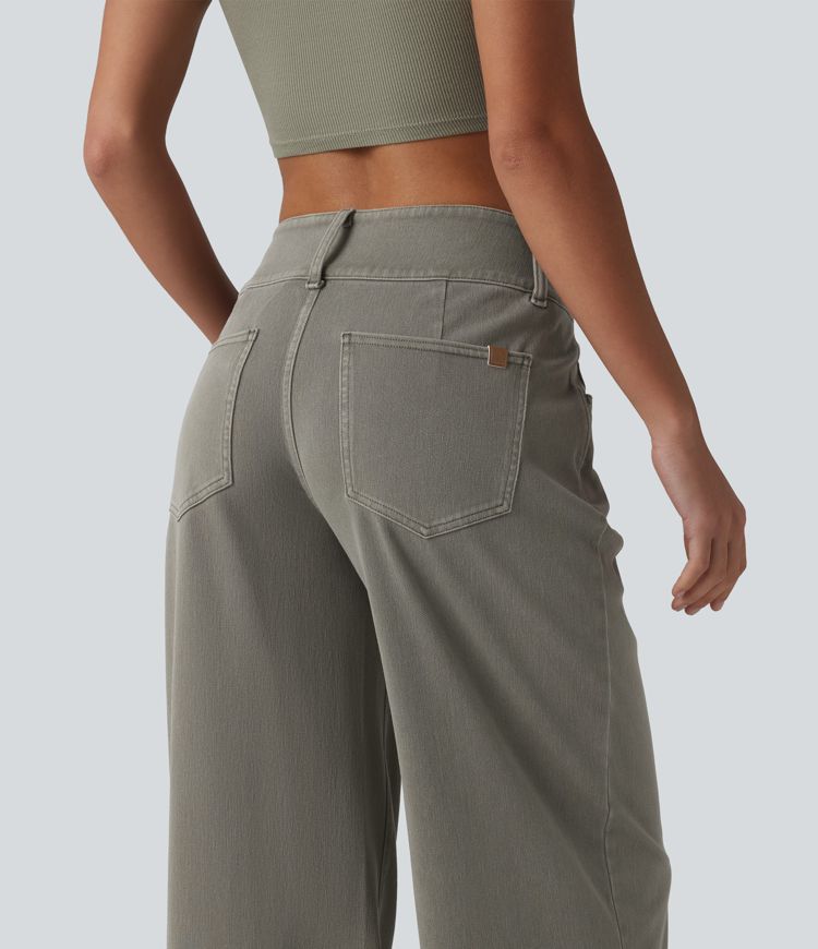 Halara Flex™ Low Rise Straight Leg Colorful Work Jeans with Pockets Halara Flex™ Low Rise Straight Leg Colorful Work Jeans with Pockets
