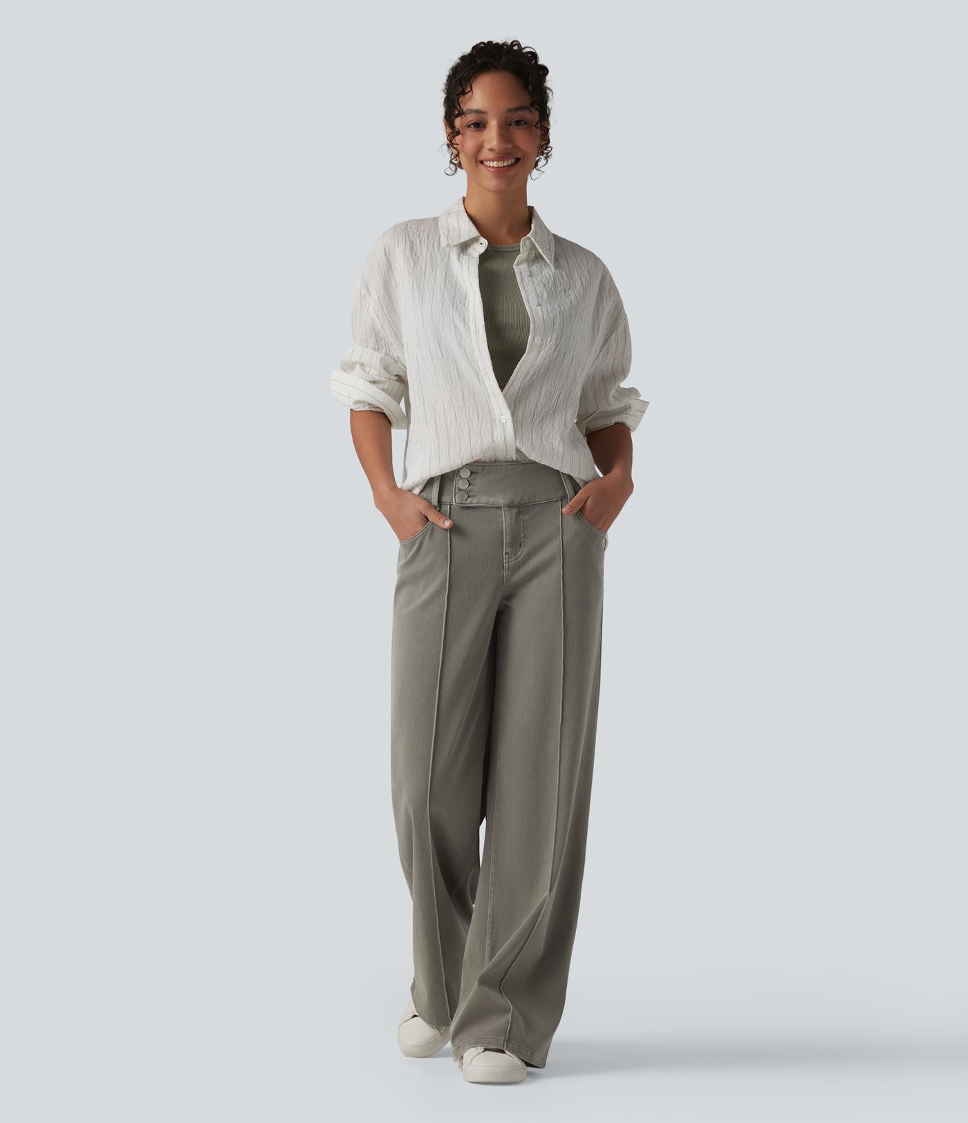 Halara Flex™ Low Rise Straight Leg Colorful Work Jeans with Pockets Halara Flex™ Low Rise Straight Leg Colorful Work Jeans with Pockets