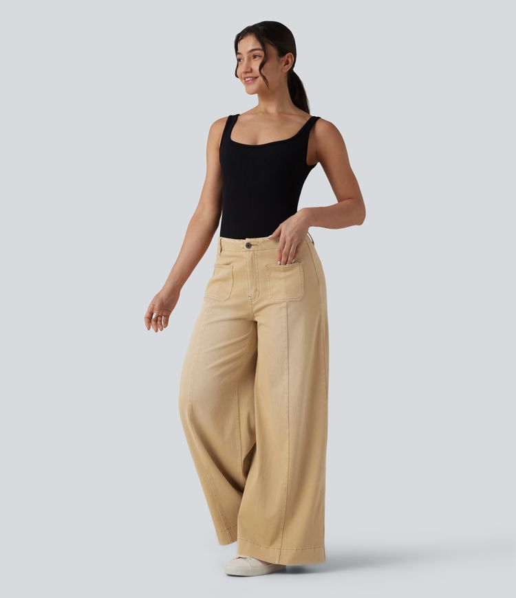 Halara Flex™ High Waisted Colorful Casual Wide Leg Jeans with Pockets